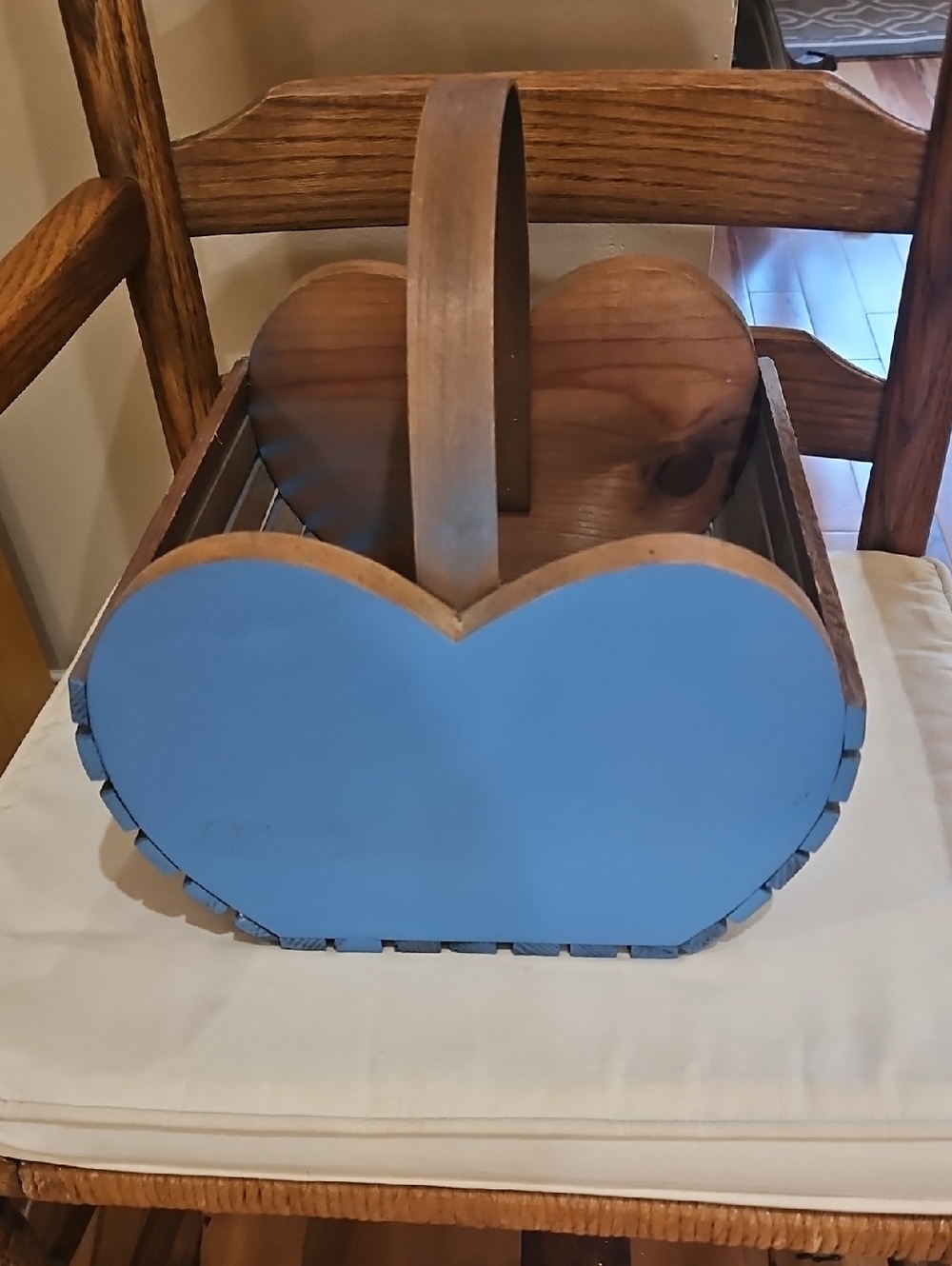 Vintage Heart Shaped Wooden Basket